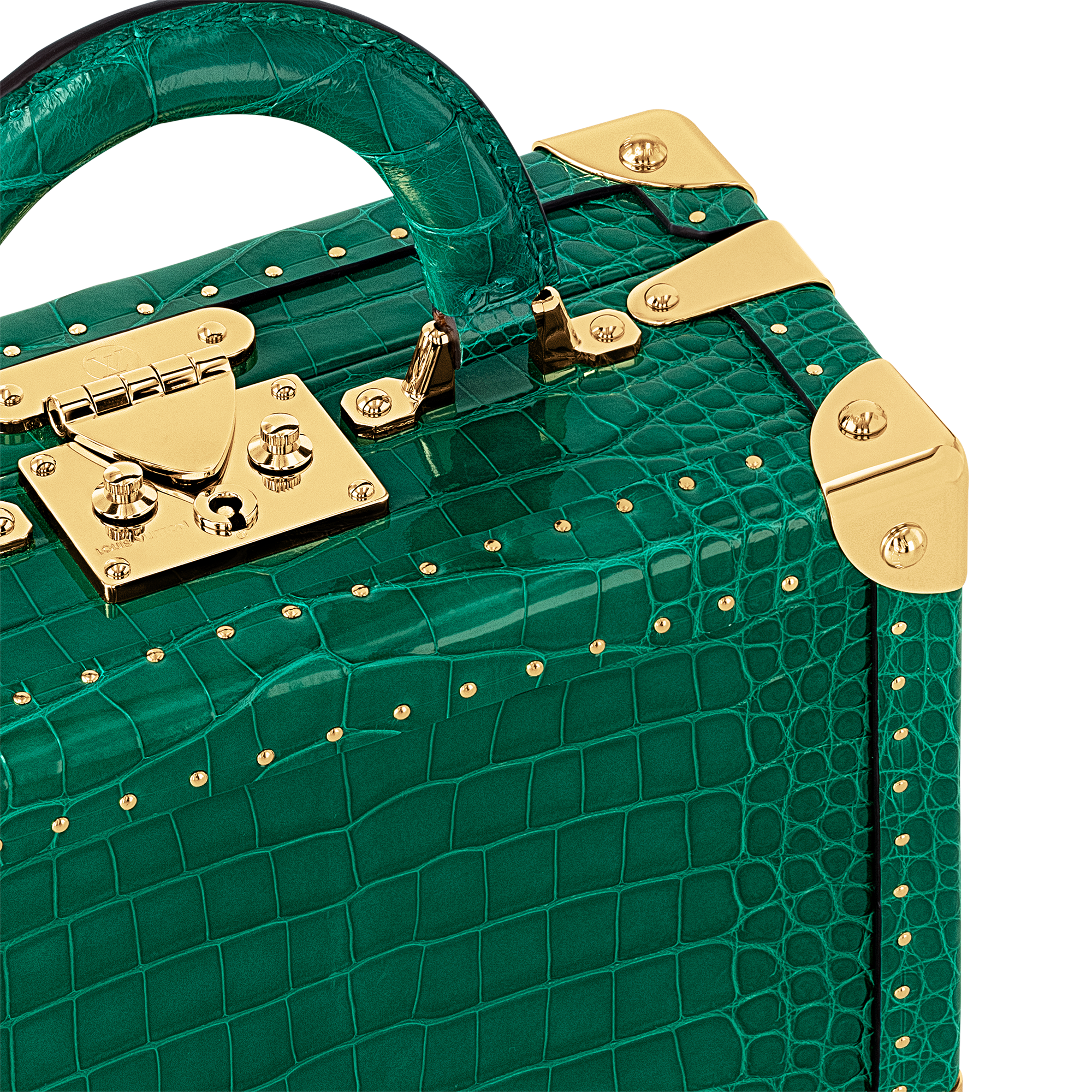 Petite Valise Emeraude Crocodilien Brillant - Wearable Trunks